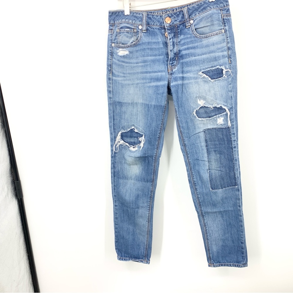 American Eagle Women Size 2 Jeans Tomgirl Relaxed Straight Pants Cotton Light